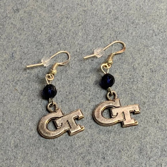Georgia Tech Pierced Earrings As Is GT Silver Navy - Picture 4 of 6